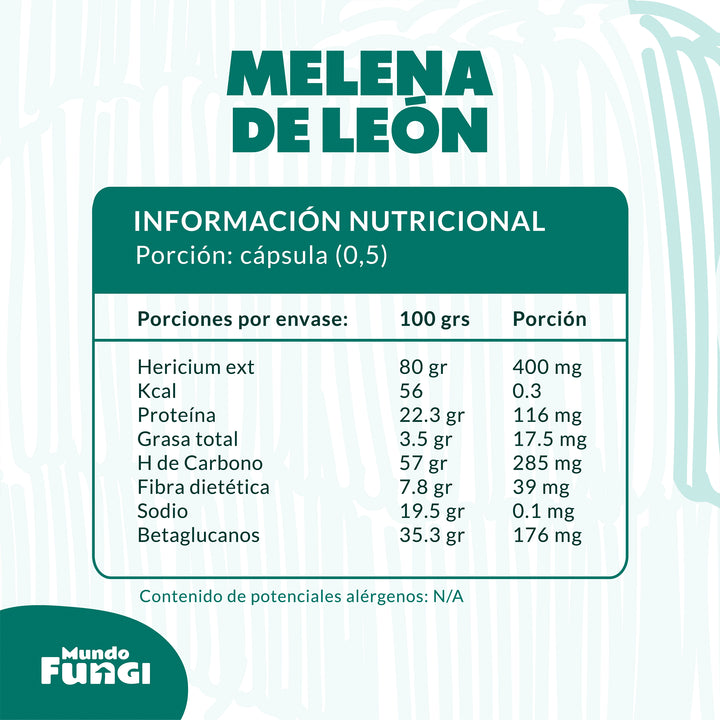 Cápsulas de Hongo Melena de León - Ultra concentrado