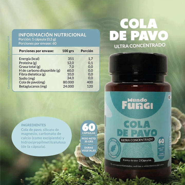 Cola de Pavo Cápsulas – Defensas y Antitumoral